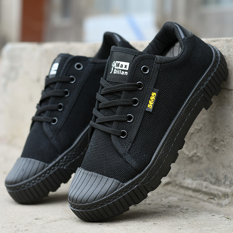 Training Wear wear-resistant yellow rubber canvas construction labor protection cloth shoes