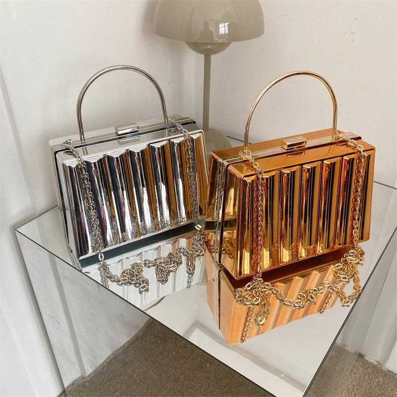 Metallic Box Fashion Acrylic Handbag Chain Hasp Solid Color Shell Shoulder Bag 2024 Hot Sale Bags for Women Bolsas Femininas