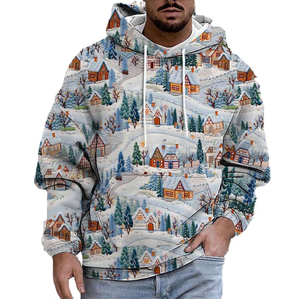 2024 European and American Christmas Series 3D Digital Printed Hoodie Personalized Casual Men's Hot Selg Sweatshirt