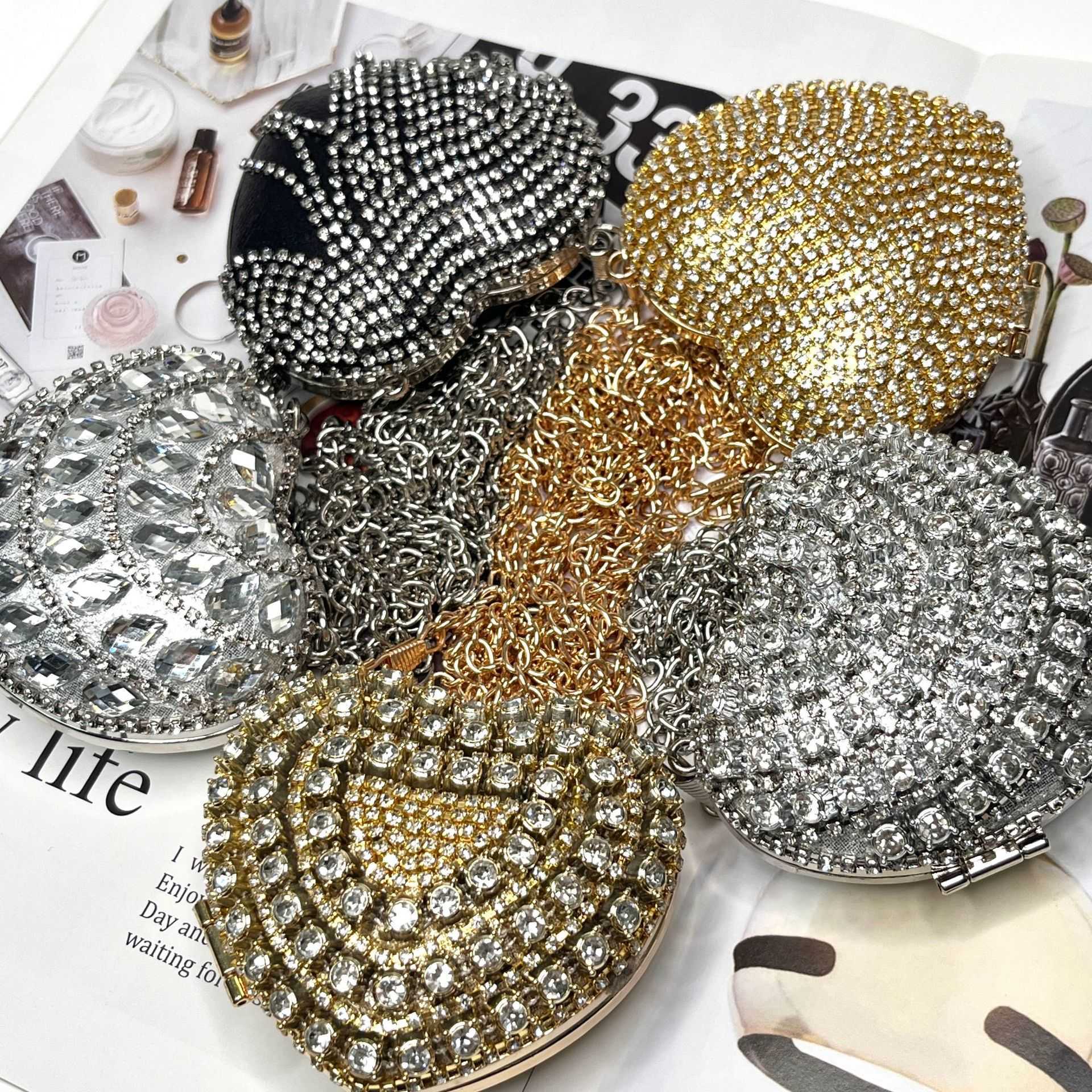 Fashionable diamond inlaid handmade bag crossbody bag new popular mouth red envelope love crossbody bag 241202