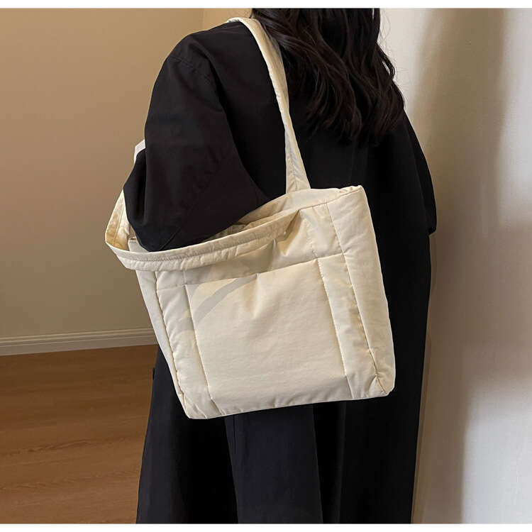 New Cotton Handbag, Large Capacity Canvas Bag for Female College Students, Nylon Handbag