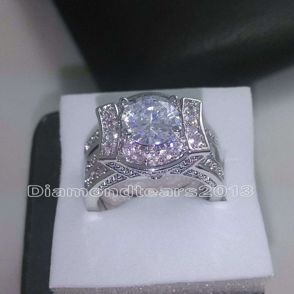 14kt Gold Filled Wedding Ring Set: Round Cut Simulated Dia CZ Bridal Jewelry dh910320090