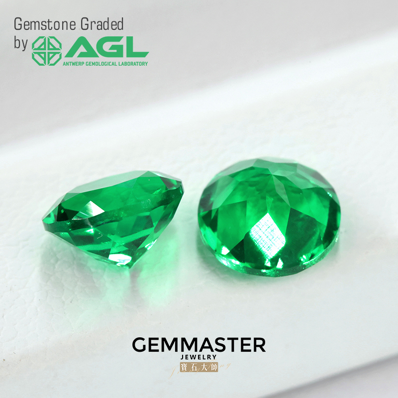 Round Brilliant Lab Grown Emerald Vivid Green Stone Verdant Green Emerald With AGL certificate Lab Emerald Factory wholesale