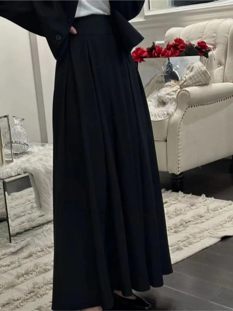 Autumn womens casual formal jacket and long set retro business set Midi Saya two-piece womens clothing 241130