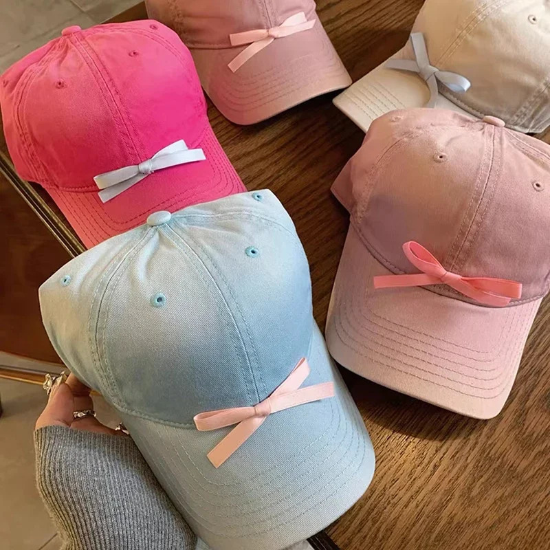 Korean Ins Bow Knot Baseball Hat Summer and Spring Sun Protection Japanese Y2K Fashion Baseball Hat Travel Beach Hat Women 241202