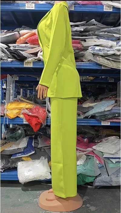 Womens City Set Spring/Summer Latest Elegant Notched Collar Jacket Long Sleeve Coat Pocket Button Pants Set 241130