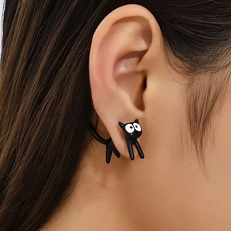 Cute cat personality trend, niche earrings, platform earrings