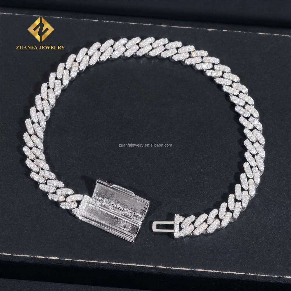 Customization GRA 6Mm Hip Hop Jewelry Sterg Sier Iced Out VVS Moissanite Name Black Enamel Lock Cuban K Bracelet