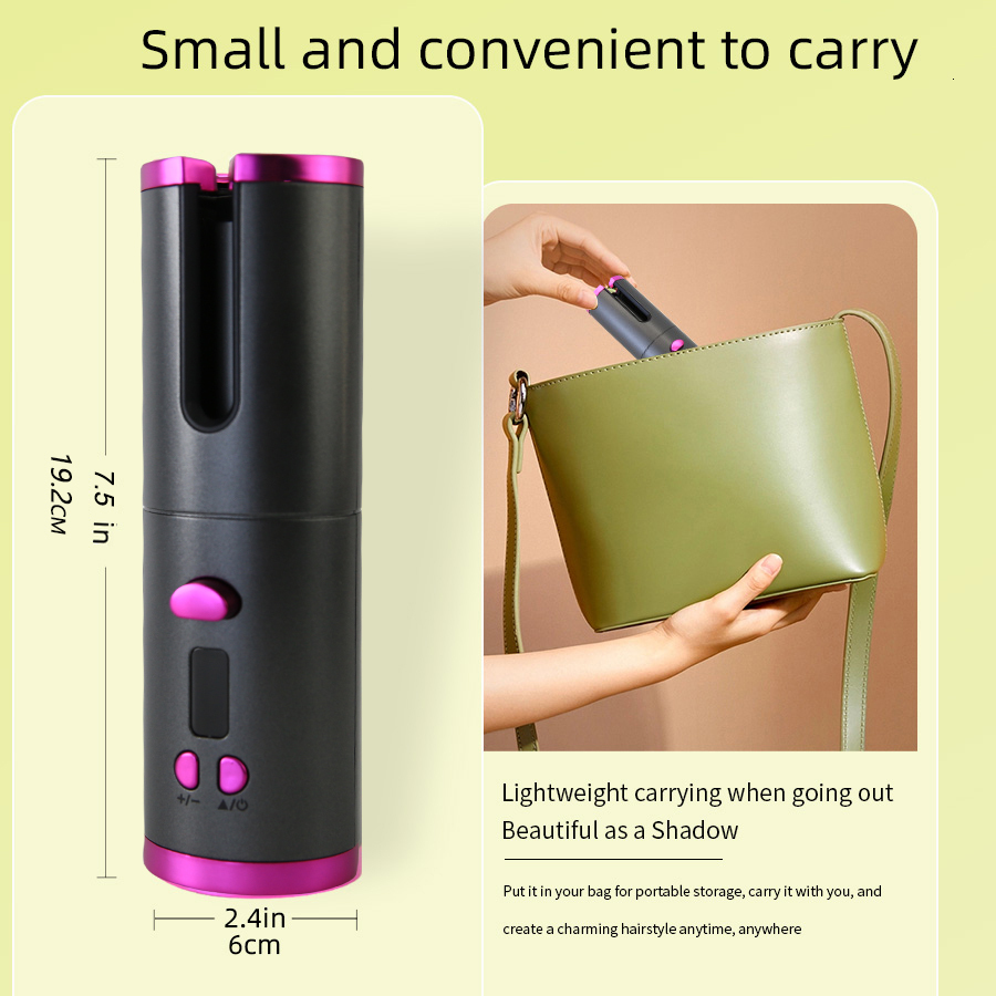 Hair Wavy Curlers Wireless Styg Tools Automatic Rotary Design Crimper Professional Rotating Looper Crimping Battery Charging