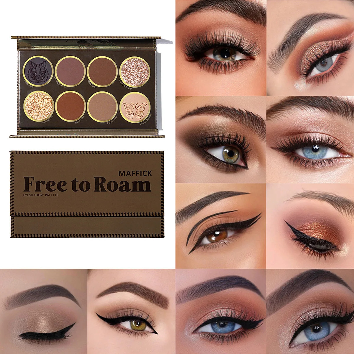 MAFFICK Free Roam 8Color Eyeshadow tray Matte Pearl easy to apply longlasting waterproof and sweat resistant texture fine 241118