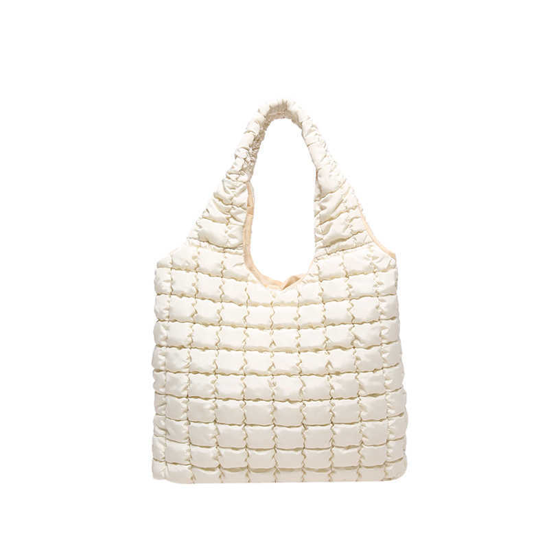 New autumn and winter large capacity bubble tote bag for women high-end feeling diamond grid pleated single shoulder cloud bag trendy 241202