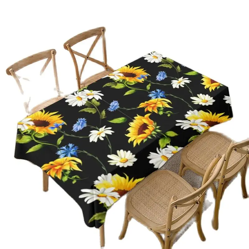 Modern Sunflower Printing Tablecloth Dust Proof Rectangular Table Covers Home Dining Tea Table Decoration 20