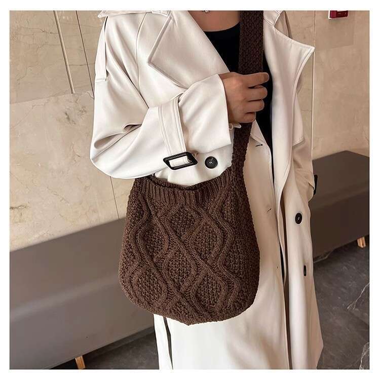 New Knitted Art Crossbody Bags Solid Color Tote Spinach Twist Shoulder Women's Bag