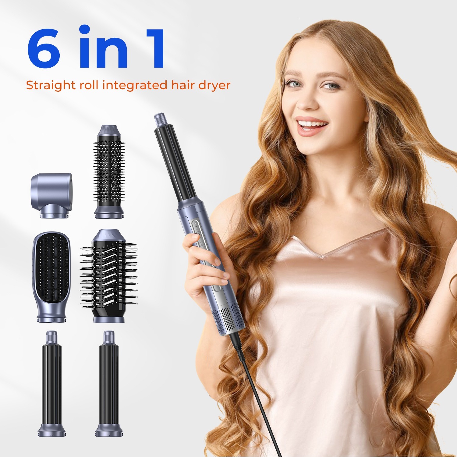 Multifunctional Six-In-One High-Speed Silent Dryer Curg Iron, Straight Hair Hot Air Comb Styg Equipment