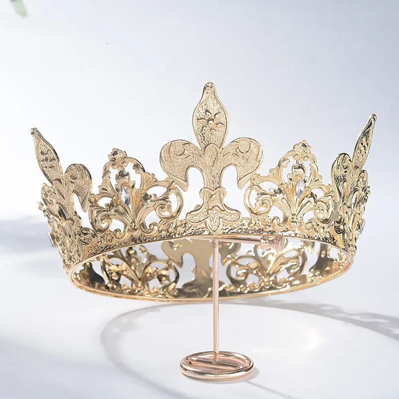 Baroque Royal King Crowns For Men Round Big Gold Tiaras Outfit Sliver Prince Pageant Diadem Trophy Costume Hair Accessories 241202