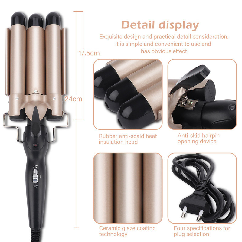 Professional Curg Iron Ceramic Triple Barrel Hair-Curler Irons Wave Waver Styg Tools Hair Styler Wand For Woman