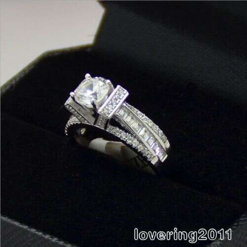 Eiffel Tower Style White Topaz Gemstone Engagement Ring in Sterg Sier with CZ Dia (Size 5-10) dh910320090