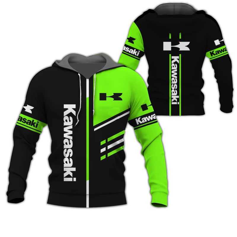 Men's Hoodies Sweatshirts Spring and Autumn 2024 3D Printed Kawasaki Ninja Motorcycle Off road Pullover Extreme Sports Adventure Unisex Hoodie J2