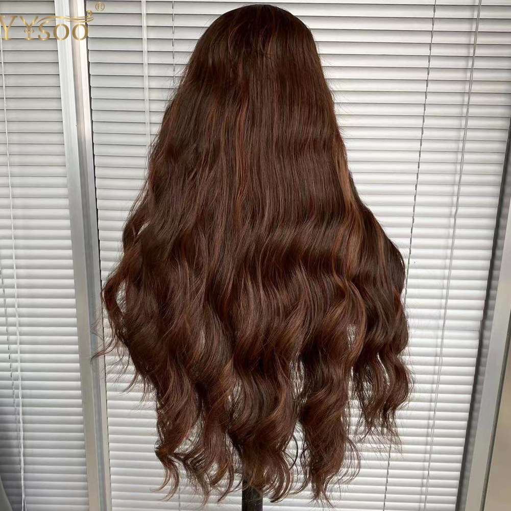 Yysoo Long Water Wave Highlights 13X4 Futura Synthetic Hair Lace Front Wigs For Black Women Pre Plucked Haire Glueless Wig