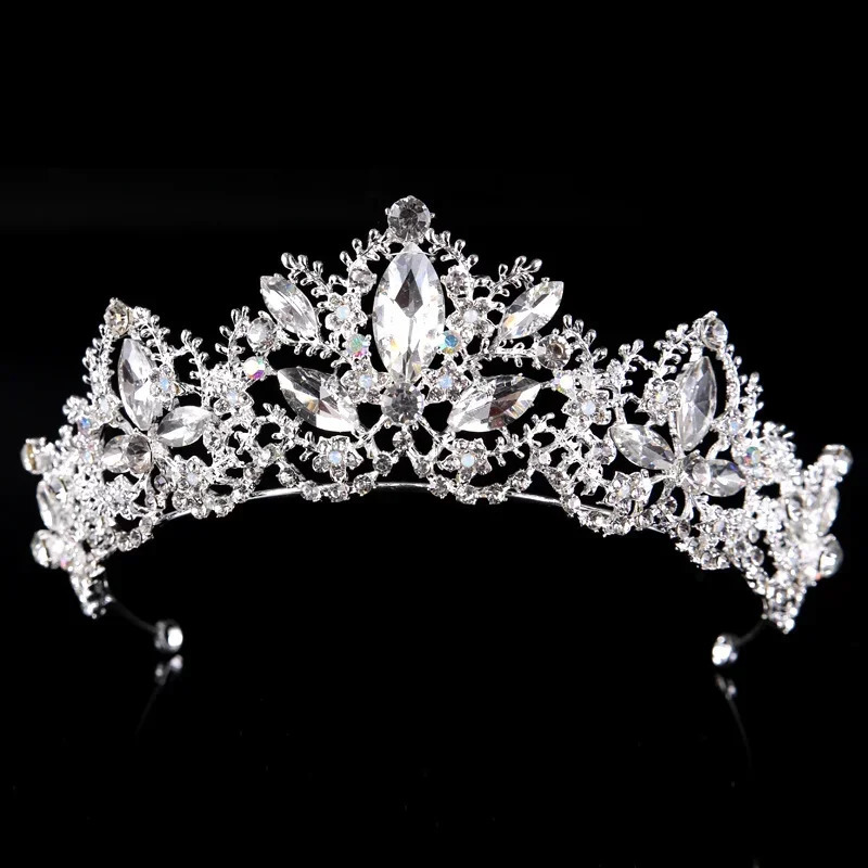 Fashion Baroque Crystal Bridal Crown Tiaras Light Gold Diadem Tiaras for Women Bride Wedding Hair Accessories 241202