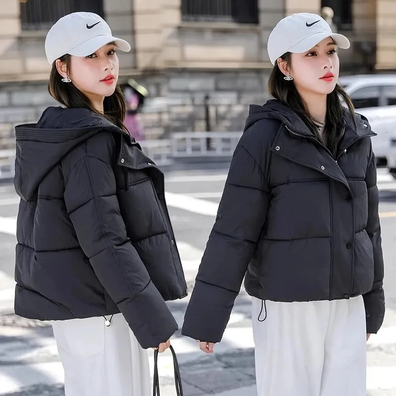 2024 Winter Hooded Jacket Women Down Cotton Parkas Female Casual Loose Warm Cottonpadded Coat Ladies Parka Overcoat 241120