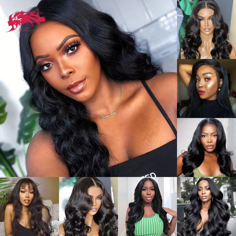 Ali Queen Body Wave Frontal 13X4 13X6 Indina Hair Virgin Human Hair Lace Closure Glueless Wig 180% Density