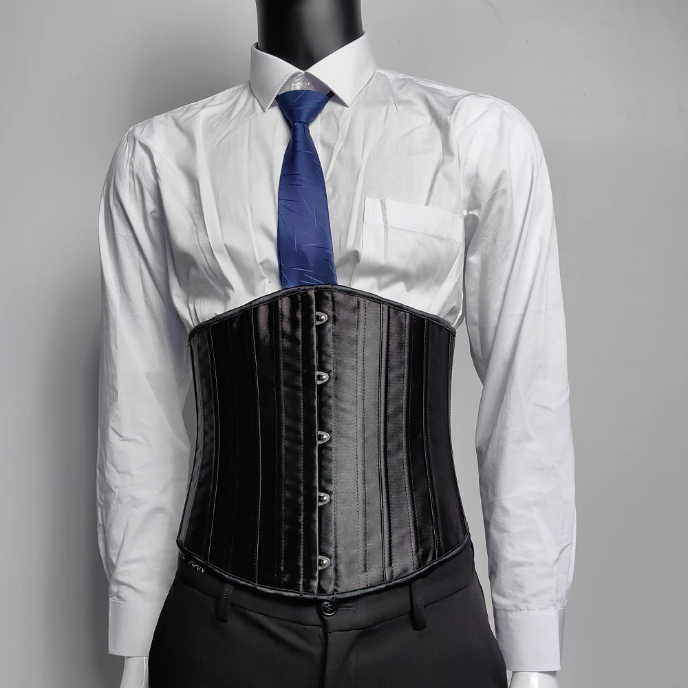 Mens tight corset waist trainer 26 steel frame abdominal control medieval retro shaping lace waist slimming machine tight top 5 buckets 241202