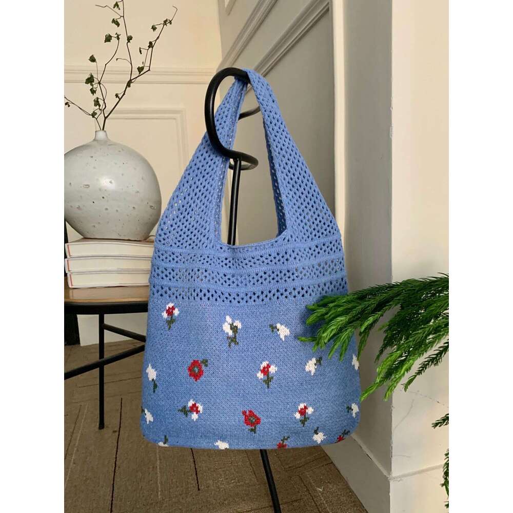 New Retro Knitted Large Capacity Tote Woven Wer Handbag, Yarn Bag, Women's Bag B1