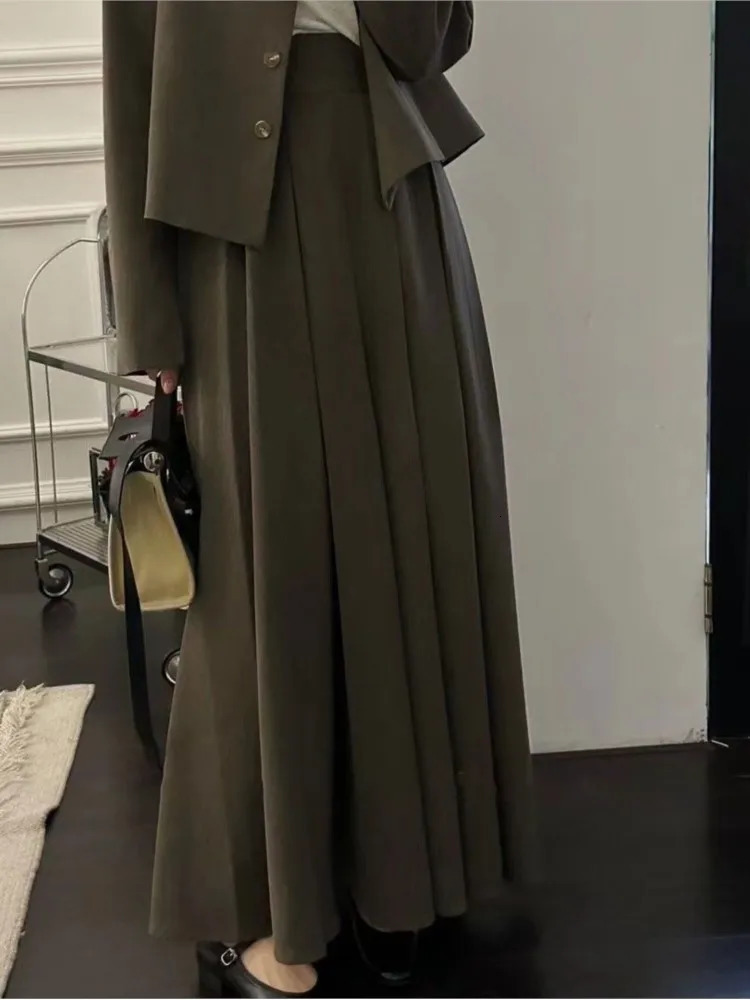 Autumn womens casual formal jacket and long set retro business set Midi Saya two-piece womens clothing 241130