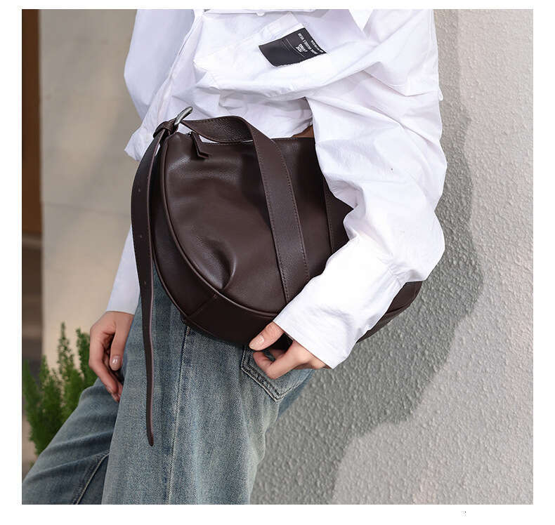 Motingsome Frist Layer Cowhide Handbag Women Saddle Purse Shoulder Fashion Satchel Lady Daily Bags Black Tote