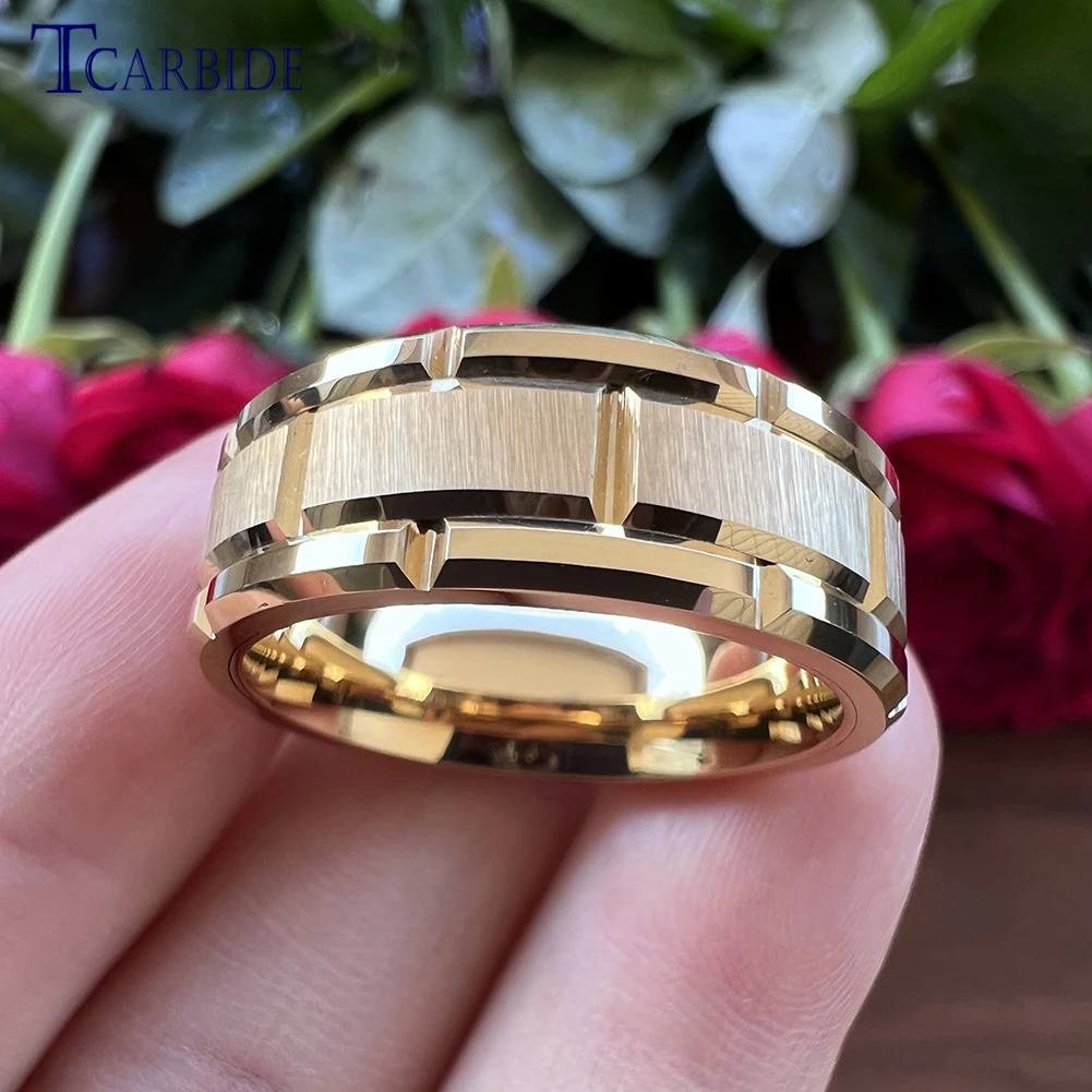 8MM Men Women Cool Wedding Band Tungsten Carbide Ring Multi Grooves Finish Boyfriend Husband Surprice Gift Jewelry 241202