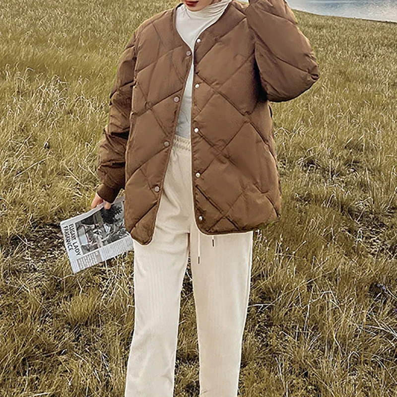 HELIAR Women Thicken Long Sleeve Office Cottonpadded Jacket Warm Lambswool Solid Button Fall Winter Casual Parkas 241120