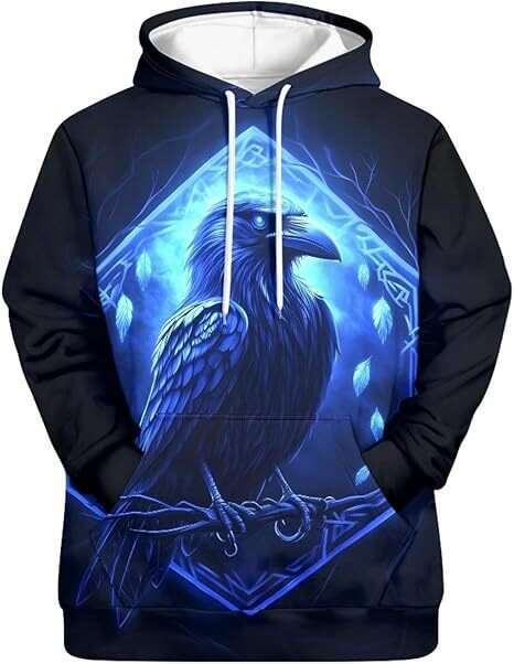 Autumn Winter Men's Viking Totem 3D Printed Long Sleeve Hoodie European and American Hip Hop Trendy Guard
