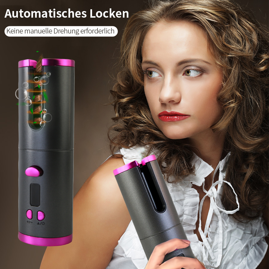 Hair Wavy Curlers Wireless Styg Tools Automatic Rotary Design Crimper Professional Rotating Looper Crimping Battery Charging