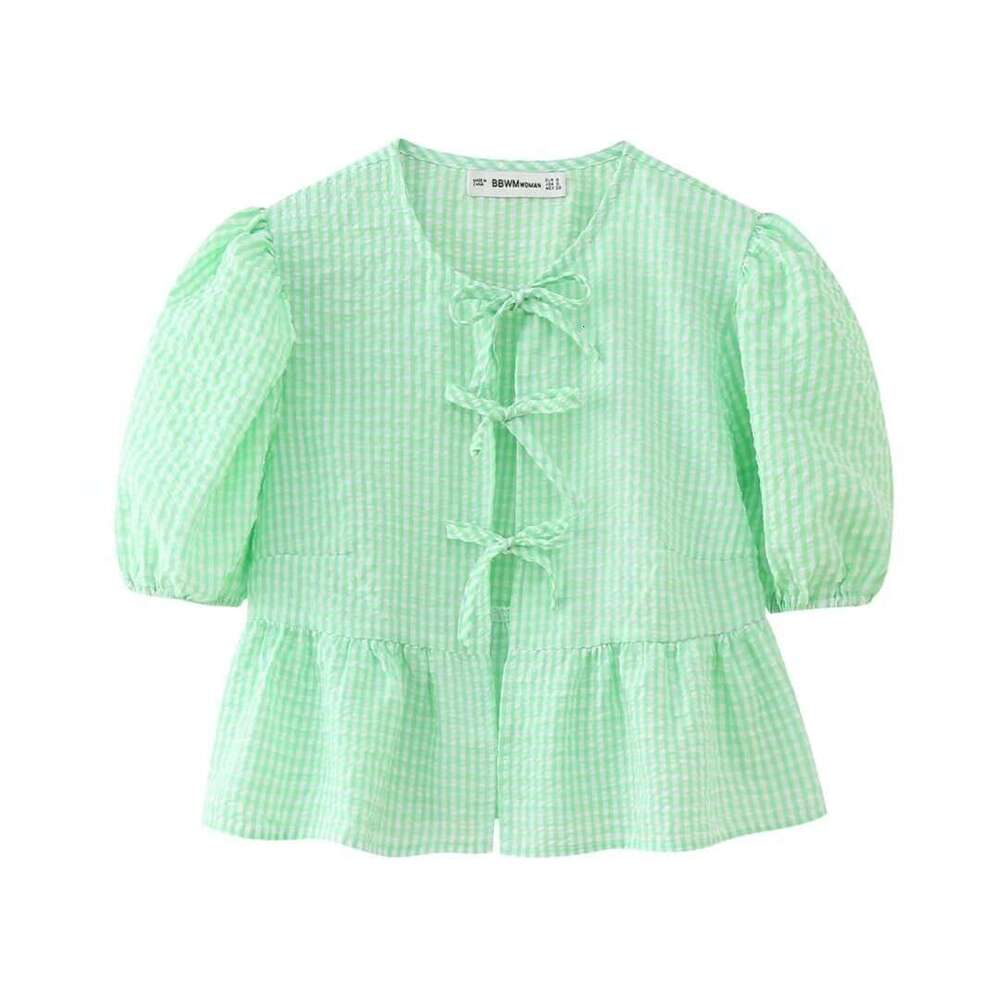 Spring European and American Women's Street Short Strap Bubble Sleeve Top W03 4528 2024 New Casual Versatile Fashion Clothing