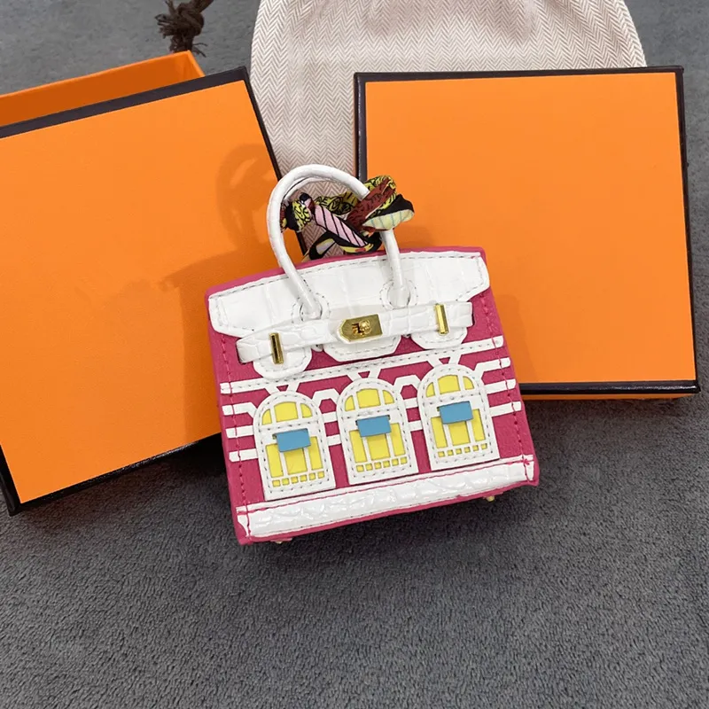 Fashion Keychains Lanyards Tiny House Leather Mini Bag Charm Keyring Decorate Purse Keychain Pendant R250602 L250928OJCJ