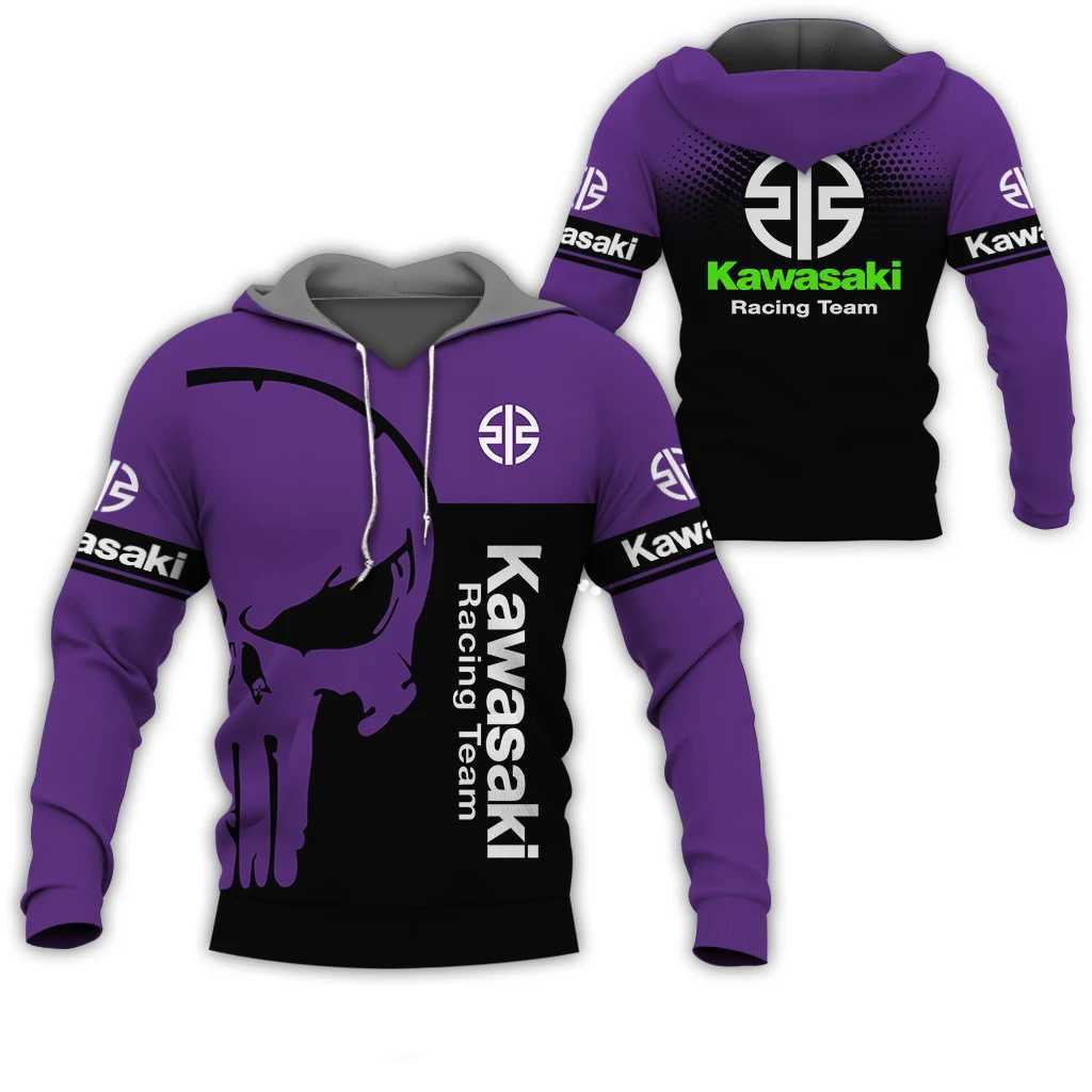 Men's Hoodies Sweatshirts Spring and Autumn 2024 3D Printed Kawasaki Ninja Motorcycle Off road Pullover Extreme Sports Adventure Unisex Hoodie J2