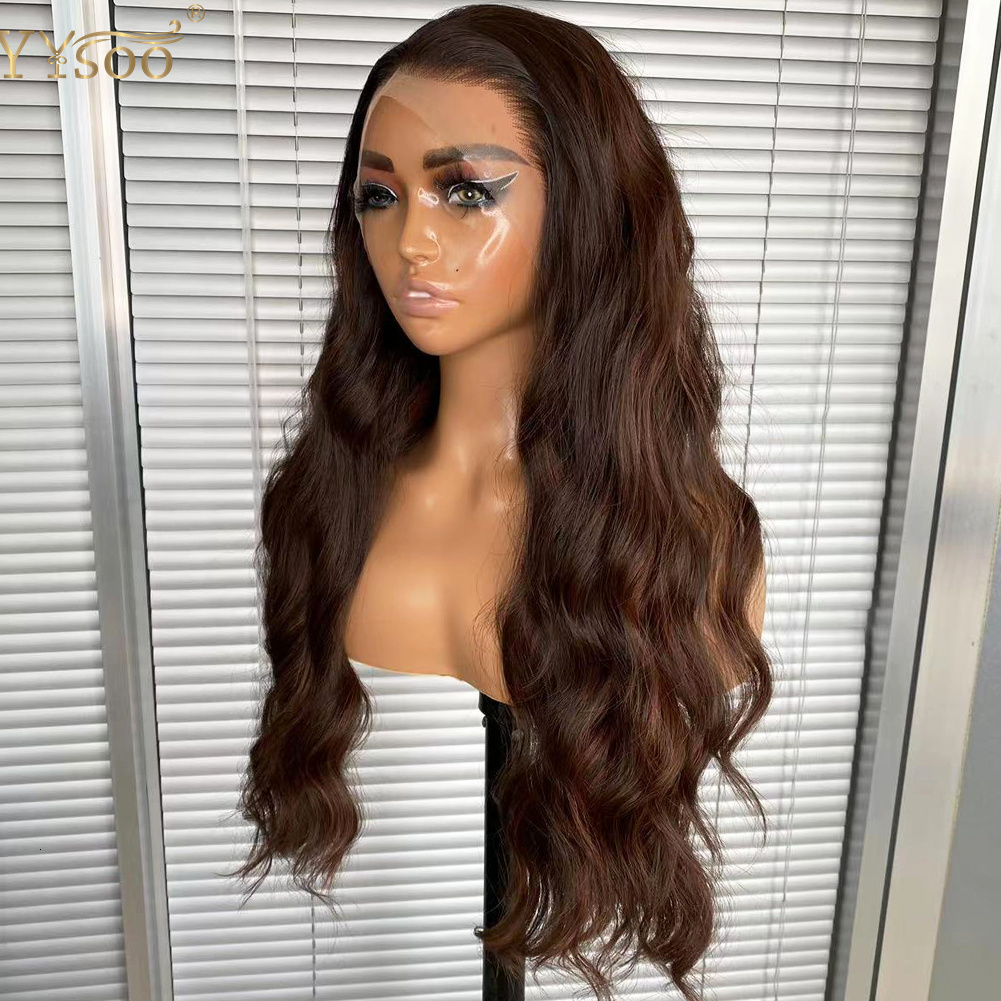 Yysoo Long Water Wave Highlights 13X4 Futura Synthetic Hair Lace Front Wigs For Black Women Pre Plucked Haire Glueless Wig