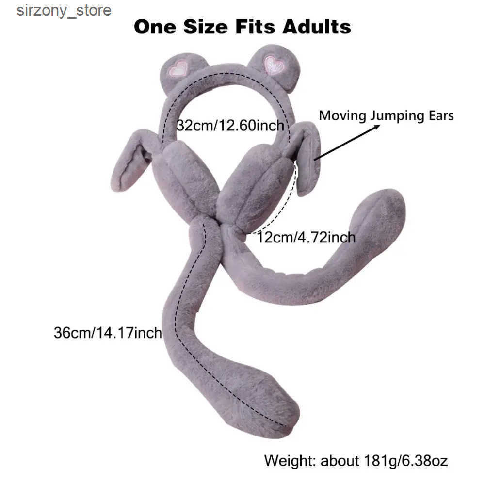 Ear Muffs Windproof Moving Jumping Ears Winter Warm Earmuffs Heart Bear Airbag Plush Ear Muffs Gift for Ladies Girls J241202