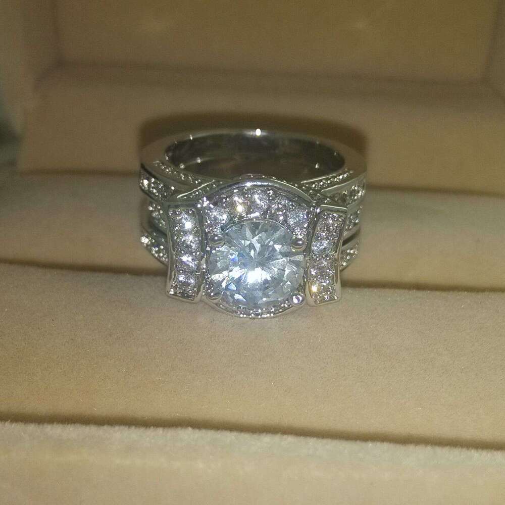 14kt Gold Filled Wedding Ring Set: Round Cut Simulated Dia CZ Bridal Jewelry dh5727163