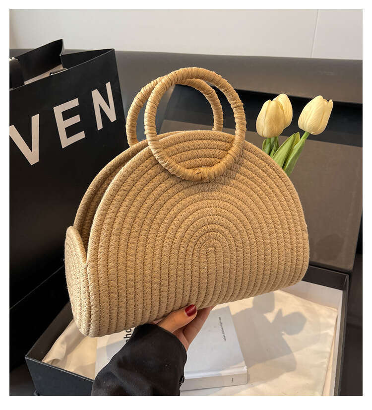 Ladies' beach tote bag, straw beach vacation beach bag, camping and Western multifunctional woven bag