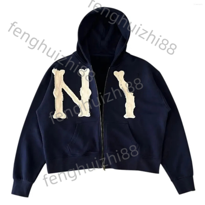 New York Men's Hoodies Letter Printed Embroidery Mens Zip Up Hooded Jacket Casual Hip Hop Streetwear Zipper Sweatshirt For Men C92