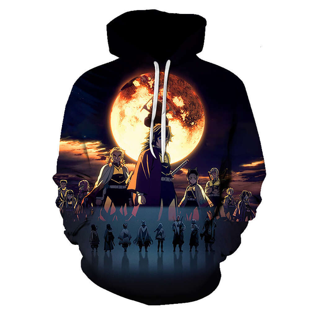 2024 Japanese Anime Demon Slayer 3D Digital Printed Casual Loose Hoodie