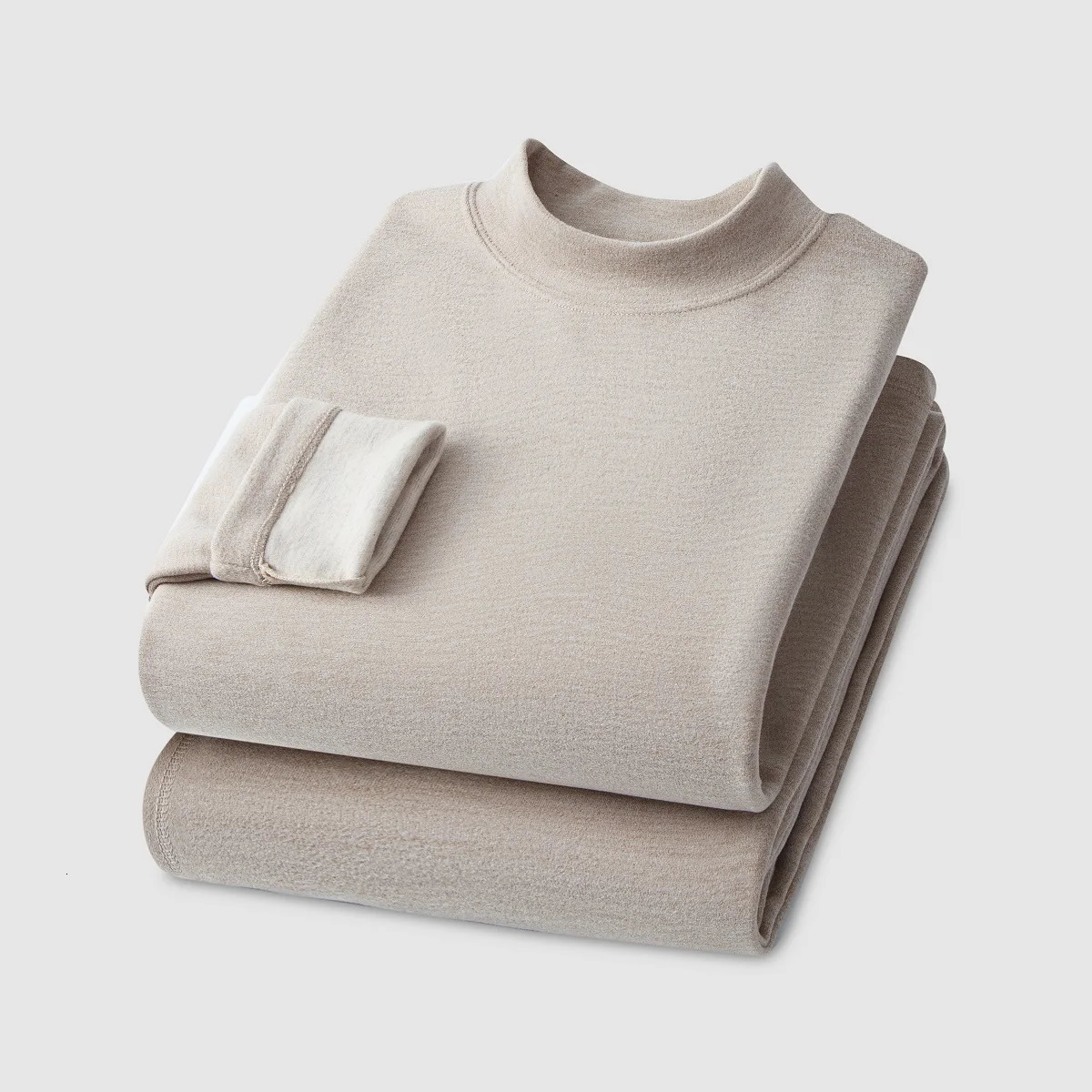 Winter Cashmere Silk Semi-High Neck Thermal Underwear Womens De Velvet Fever Fall Pants Suit Padded and Thickened Couple Suit 241202