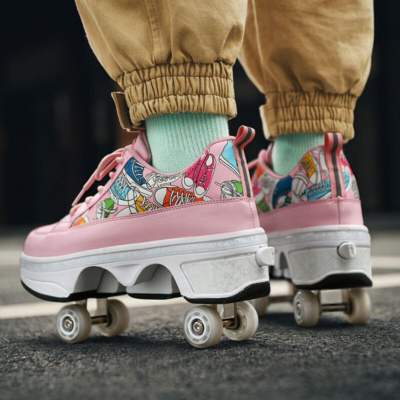 Deformation Shoes Boys Shoes Men 4 Wheels Sneakers Women Roller Skates Kids Birthday Gifts For Girls