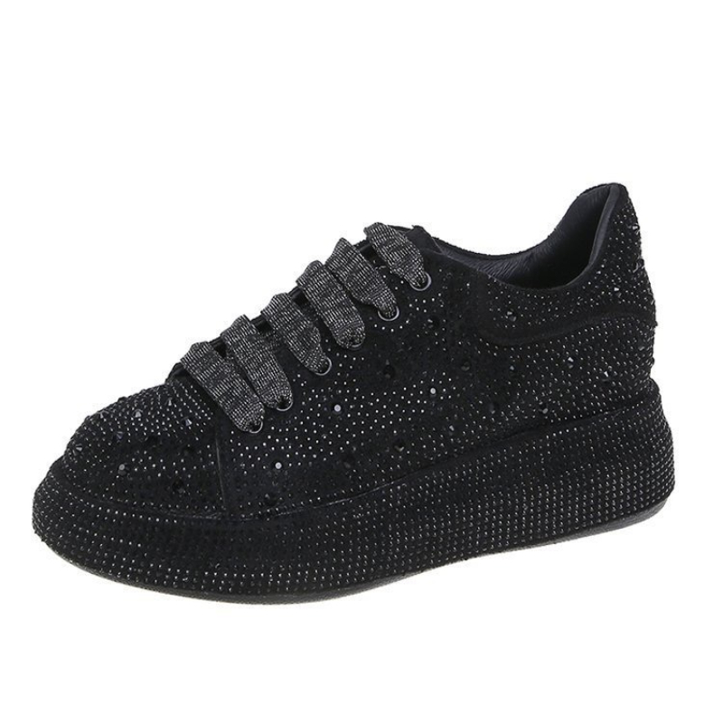 Autumn Spring Women Platform Rhies Thick-Soled White Sier Shoes Shining Crystal Trend Casual Sneakers