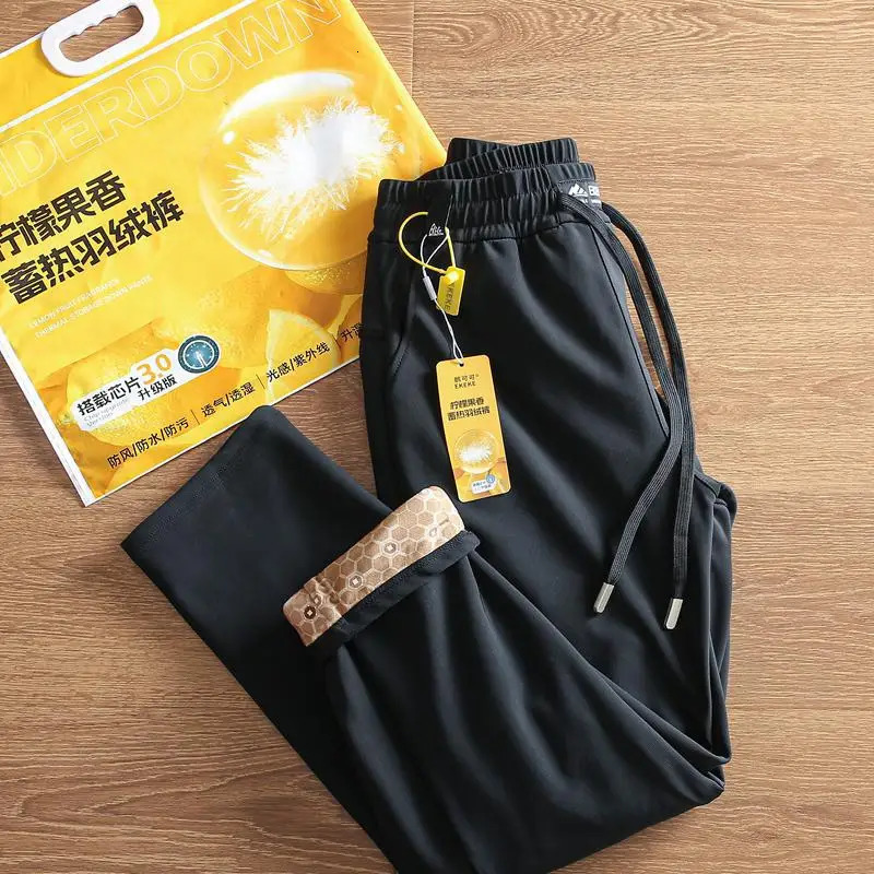 White Duck Down Winter Pants Men Waterproof Padded Sweatpants Joggers Male Thick Warm Long Trousers 4XL 241120