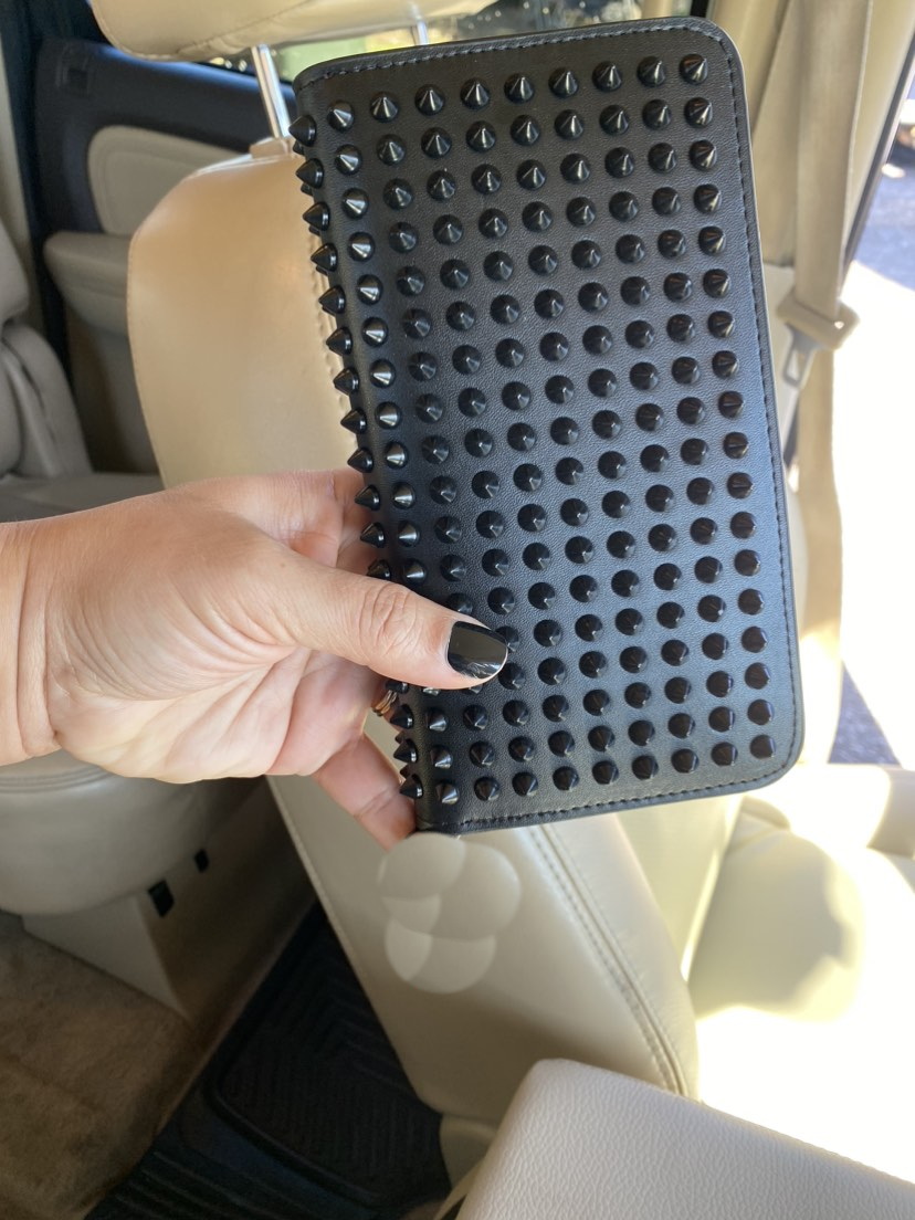 Luxury Designers Long Style Holders Wallets Panelled Spiked Clutch Women Patent Genuine Leather bag Clutches Lady Purses with Spikes Men Purse Crossbody Bag