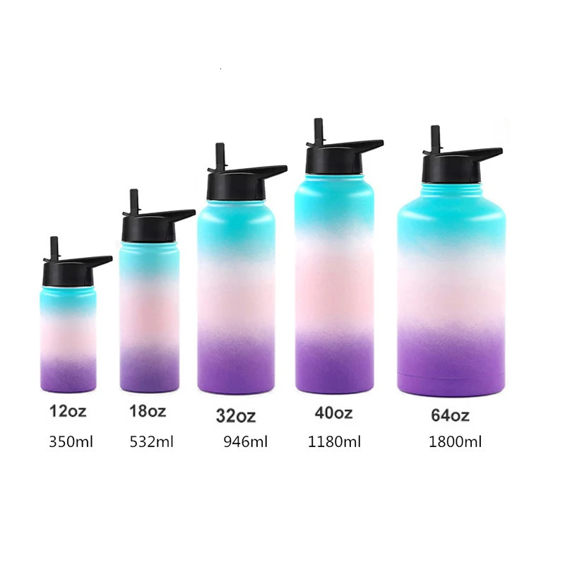 12 18 32 40 oz large capacity water bottles travel sports flame stainless steel vacuum insulated hydraulic cup 241130 W260226
