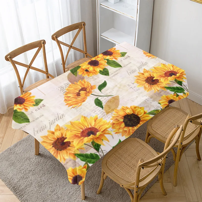 Modern Sunflower Printing Tablecloth Dust Proof Rectangular Table Covers Home Dining Tea Table Decoration 20